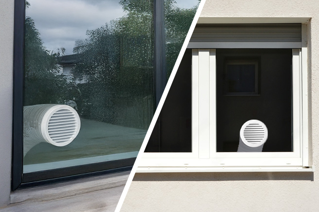 Image exemple de double vitrage avec trou pour clim